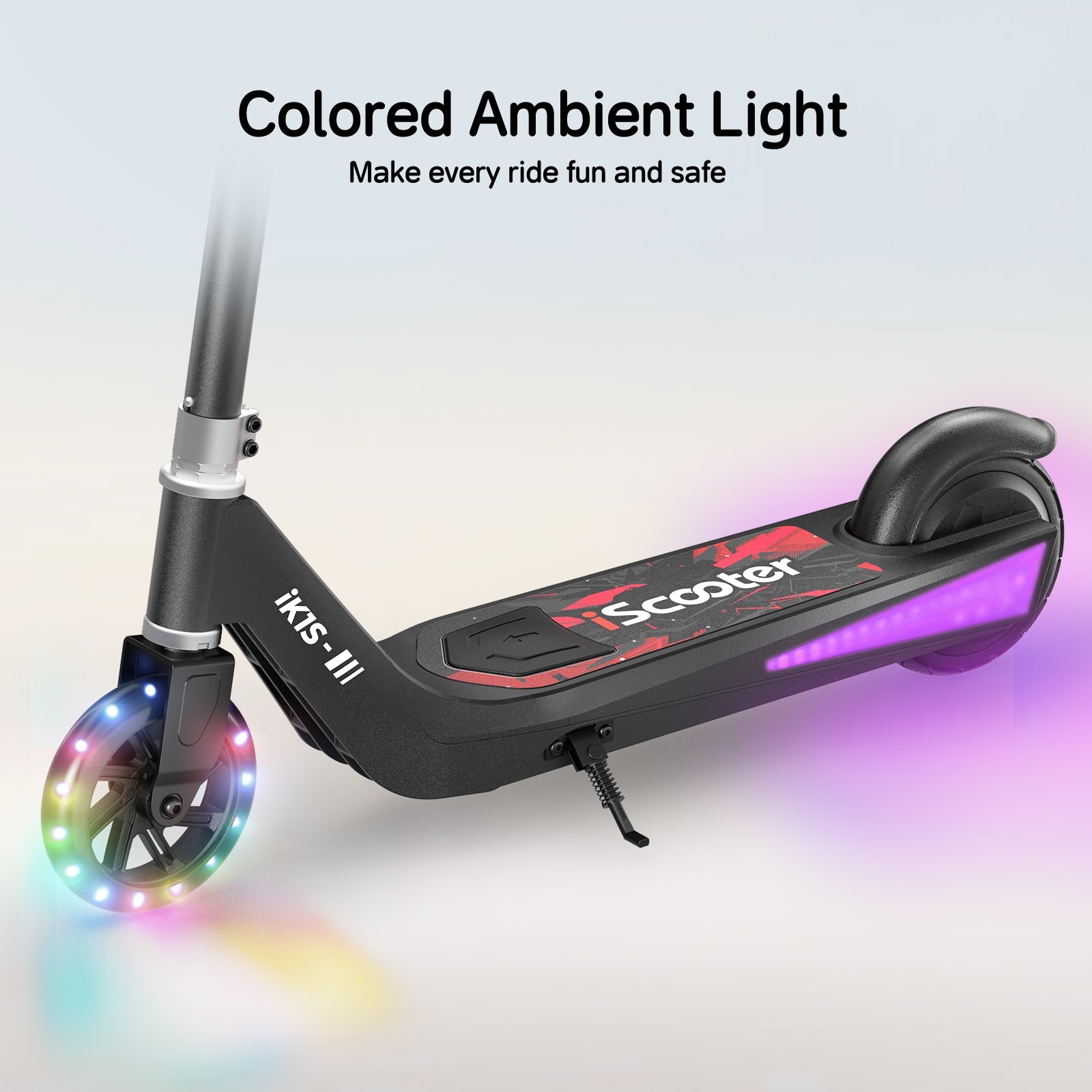 iScooter iK1S Kids Electric Scooter with Colorful Flashing Wheels