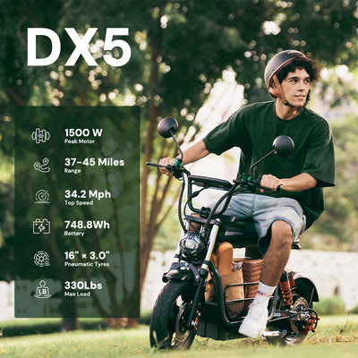 iScooter DX5 Electric Bike with Seat & Large Basket