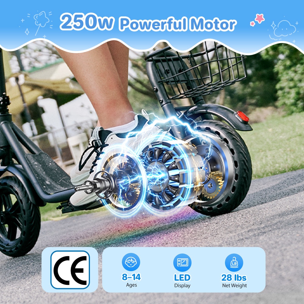 iScooter iK7 2-in-1 Kids Electric Scooter with Seat, Basket & App