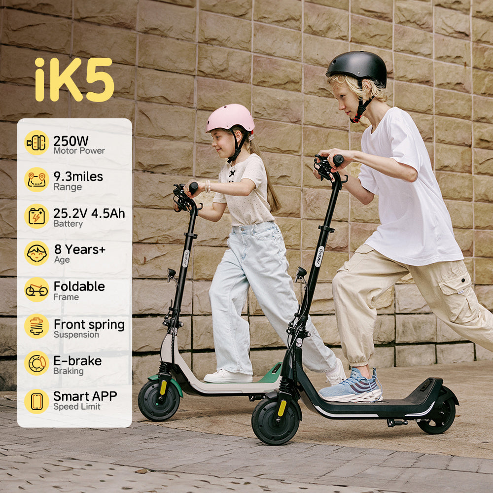 iScooter iK5 Kids Electric Scooter with Foldable & Front Spring Suspension